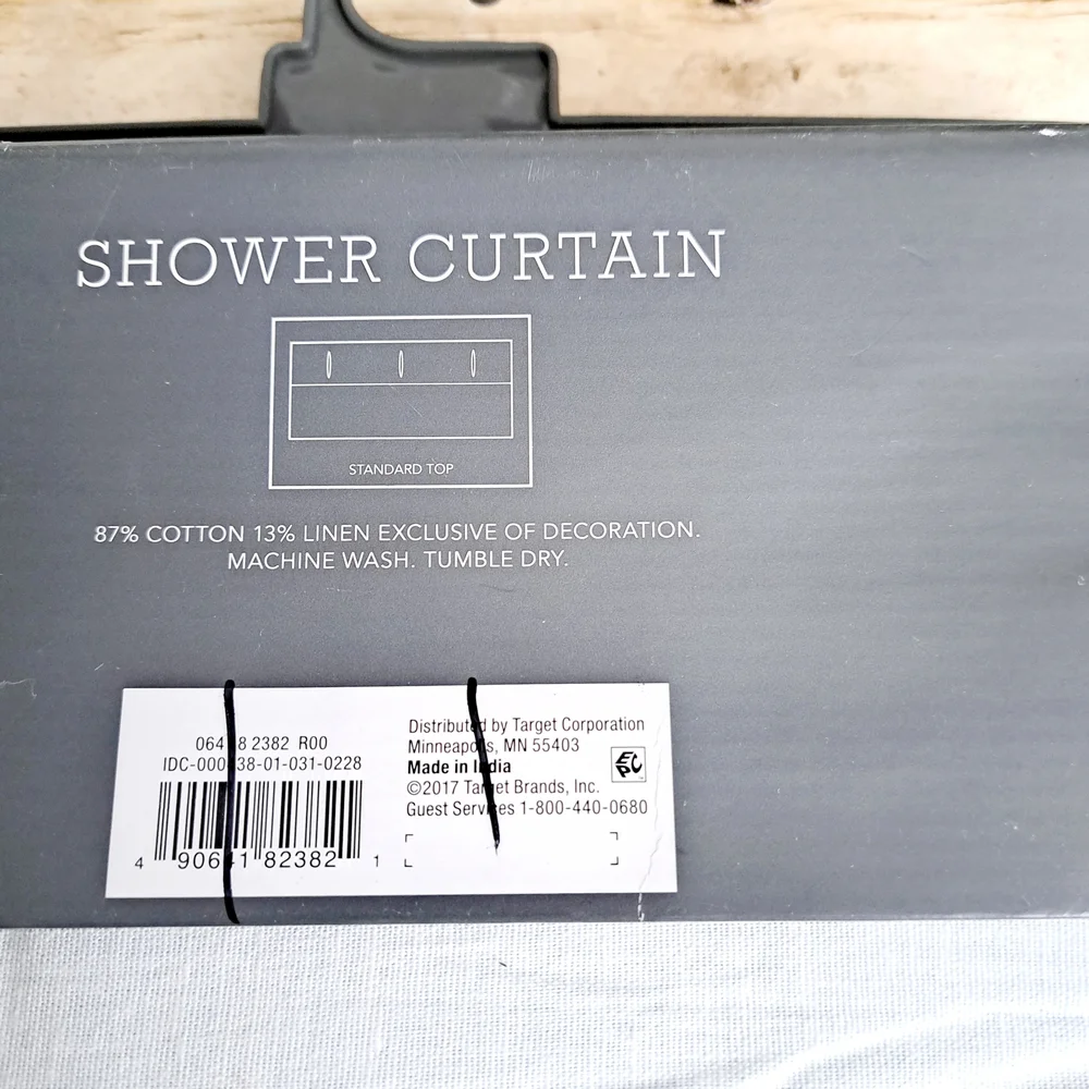 Threshold Light Green and White Shower Curtain 72in × 72in